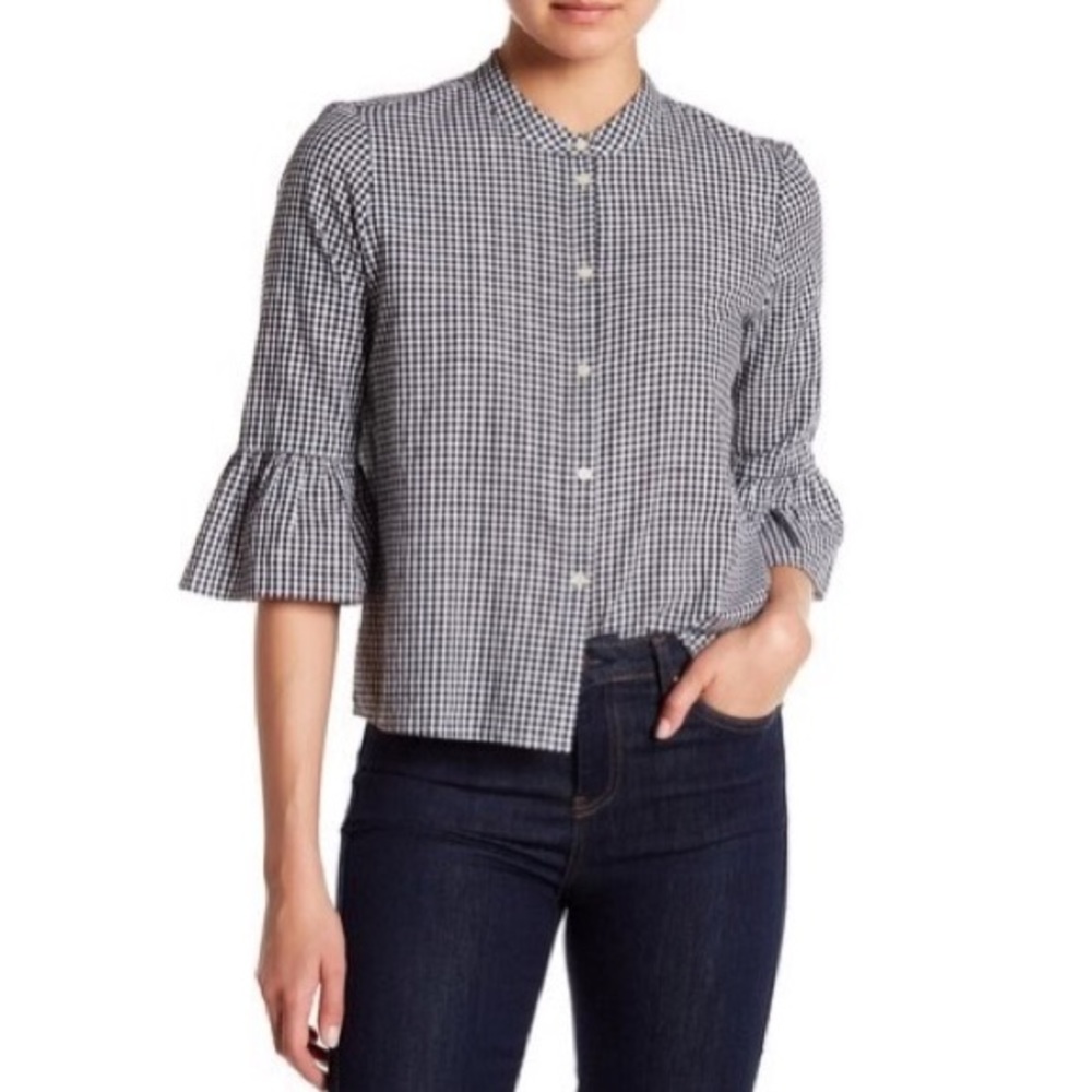 Madewell gingham bell sleeve top